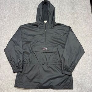 Nike Mens Vintage Half Zip Hooded Windbreaker Jacket Black Pink Logo Large